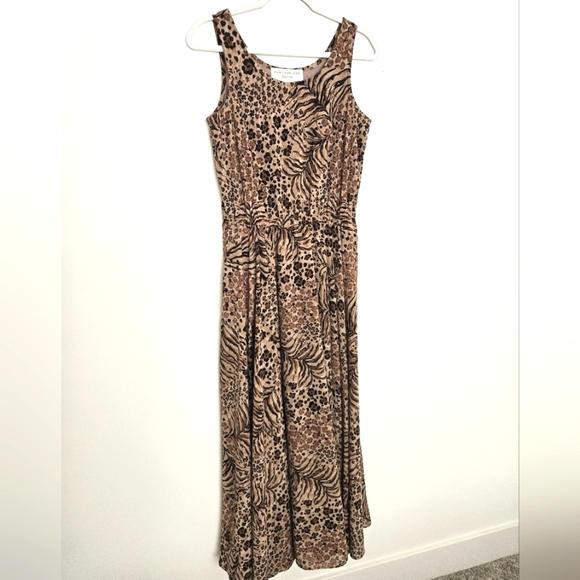 Vintage Jones New York full skirt leopard print maxi dress with pockets | 6 - Picture 1 of 6